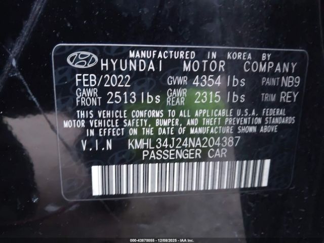 2022 HYUNDAI SONATA KMHL34J24NA204387 Photo 8