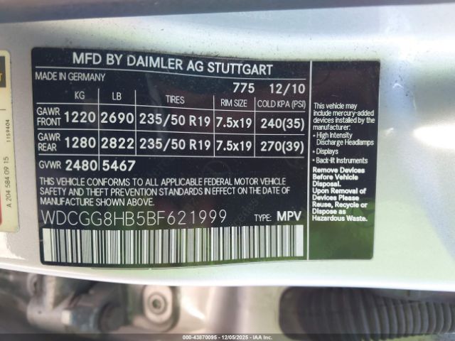 2011 MERCEDES-BENZ GLK 350 WDCGG8HB5BF621999 Photo 8