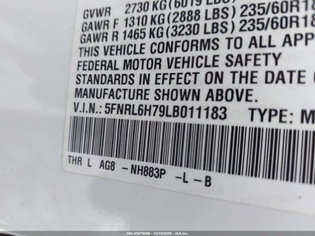 2020 HONDA ODYSSEY 5FNRL6H79LB011183 Photo 8