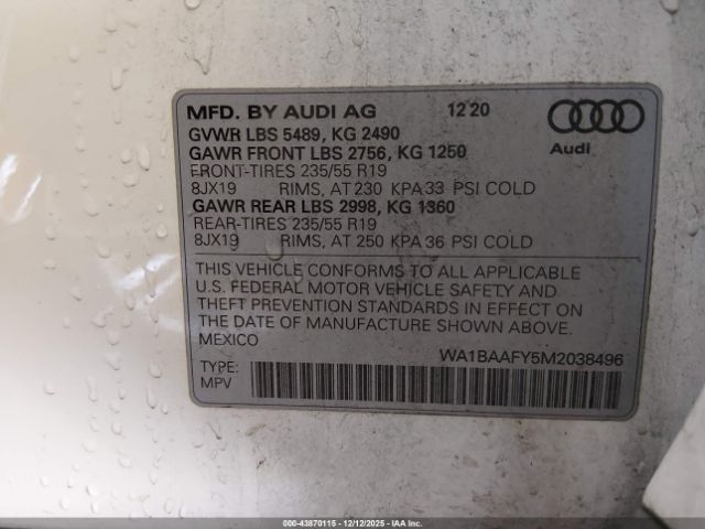 2021 AUDI Q5 WA1BAAFY5M2038496 Photo 8