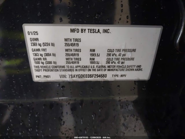 2025 TESLA MODEL Y 7SAYGDEE0SF294680 Photo 8