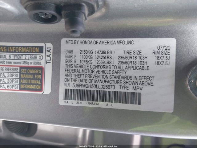 2020 HONDA CR-V 5J6RW2H50LL025673 Photo 8