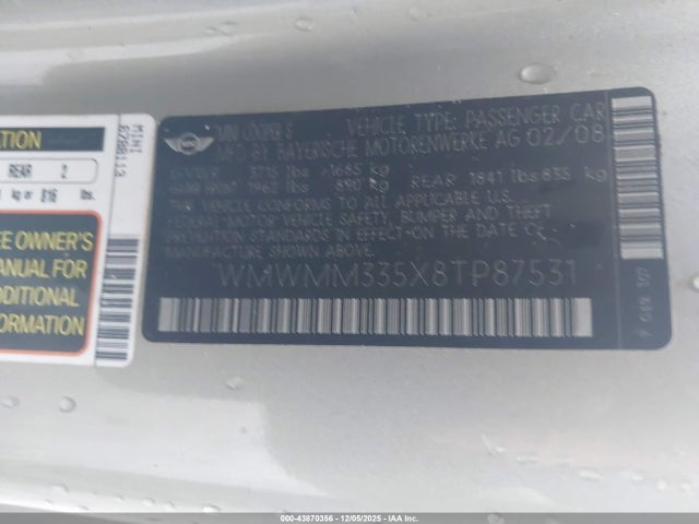 2008 MINI COOPER S CLUBMAN WMWMM335X8TP87531 Photo 8