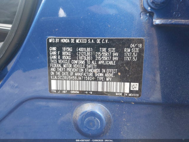 3CZRU5H56JM715804 Honda HR-V EX