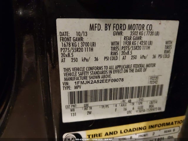 2014 FORD EXPEDITION EL 1FMJK2A52EEF09078 Photo 8