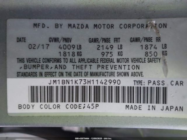 2017 MAZDA MAZDA3 JM1BN1K73H1142990 Photo 8