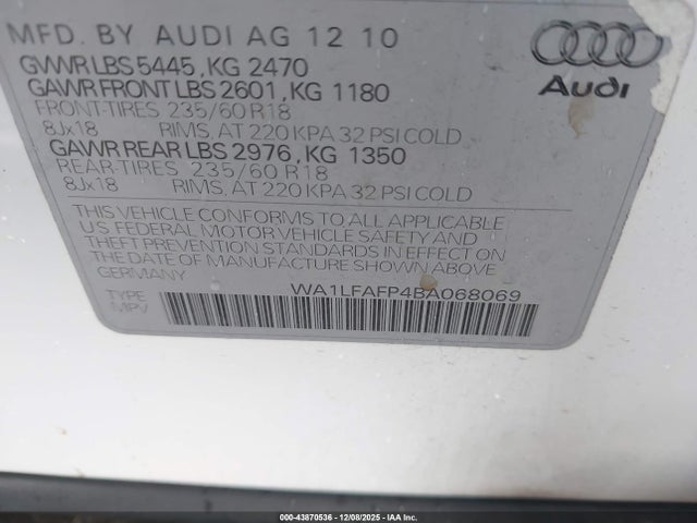 2011 AUDI Q5 WA1LFAFP4BA068069 Photo 8
