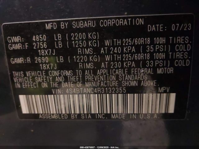 2024 SUBARU OUTBACK 4S4BTANC4R3132355 Photo 8