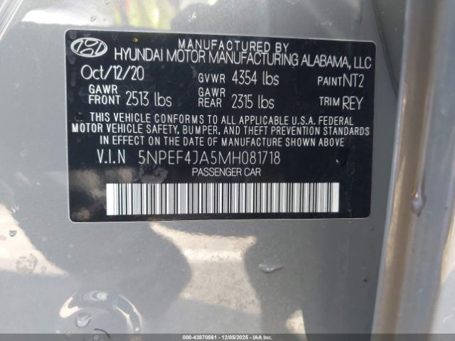 2021 HYUNDAI SONATA 5NPEF4JA5MH081718 Photo 8