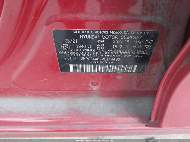 2021 HYUNDAI ACCENT 3KPC24A61ME144493 Photo 8