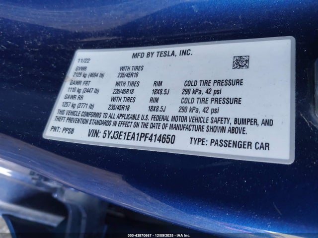 2023 TESLA MODEL 3 5YJ3E1EA1PF414650 Photo 8