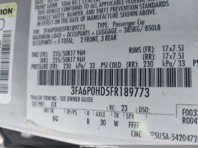 2015 FORD FUSION 3FA6P0HD5FR189773 Photo 8