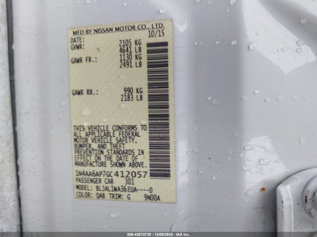 Nissan Maxima 3.5 Sr 2016 1N4AA6AP7GC412057 Image 9