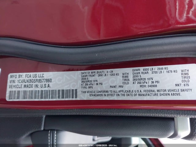 2024 JEEP GRAND CHEROKEE L 1C4RJKBG5R8577860 Photo 8