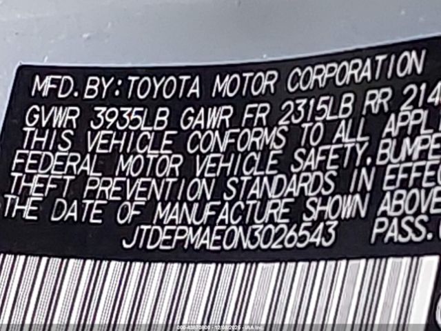 2022 TOYOTA COROLLA JTDEPMAE0N3026543 Photo 8