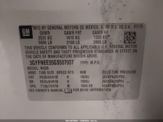 2016 CADILLAC SRX 3GYFNEE35GS507937 Photo 8