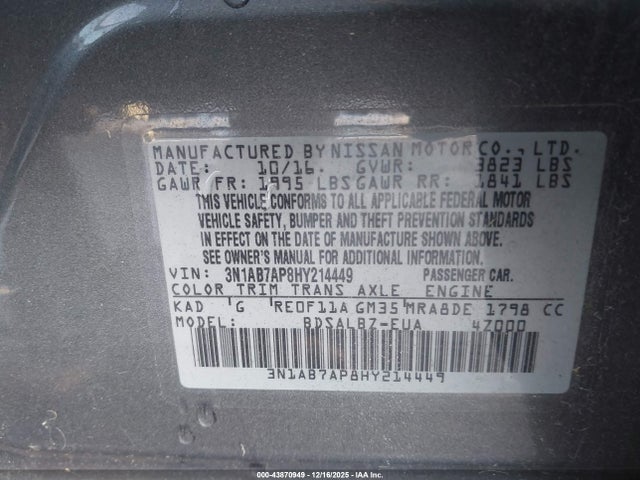 3N1AB7AP8HY214449 Nissan SENTRA S