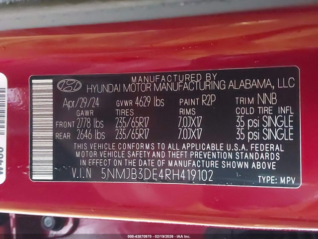 Hyundai TUCSON SEL 2024 5NMJB3DE4RH419102 Image 9