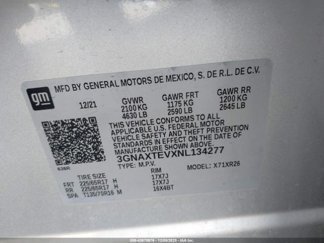 2022 CHEVROLET EQUINOX 3GNAXTEVXNL134277 Photo 8