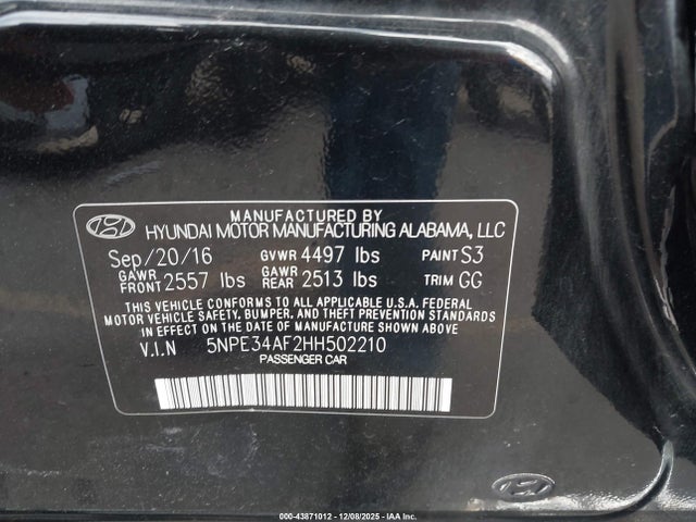 Hyundai Sonata Sport 2017 5NPE34AF2HH502210 Image 9