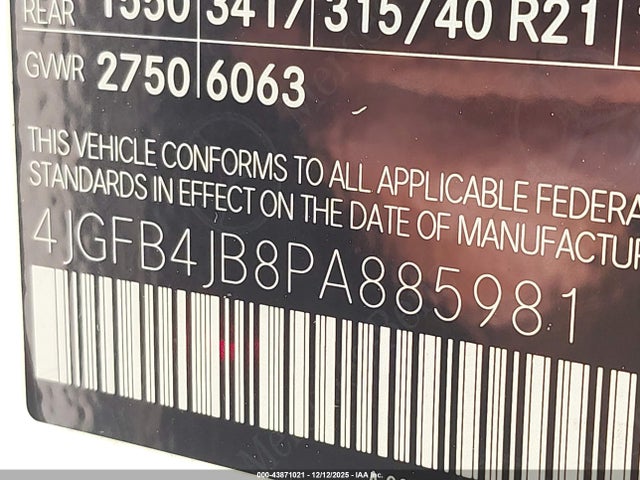 4JGFB4JB8PA885981 Mercedes-Benz GLE 350