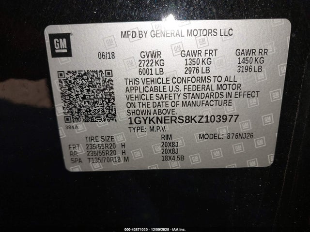 2019 CADILLAC XT5 1GYKNERS8KZ103977 Photo 8