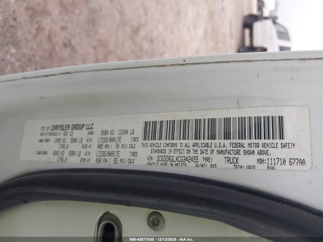 Продажа на аукционе авто 2012 Ram 3500 St, vin: 3C63DRGLXCG342455, номер лота: 43871035