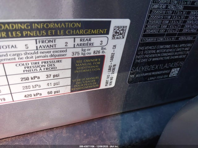 2020 LAND ROVER RANGE ROVER VELAR SALYB2EX1LA243578 Photo 8