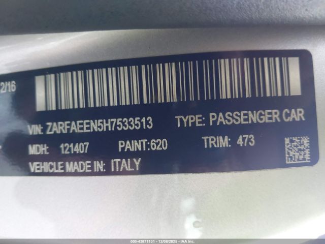 2017 ALFA ROMEO GIULIA ZARFAEEN5H7533513 Photo 8