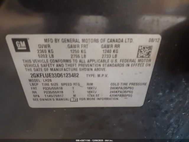 2013 GMC TERRAIN 2GKFLUE33D6123482 Photo 8