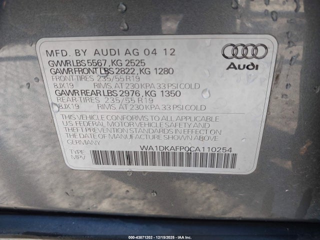 2012 AUDI Q5 WA1DKAFP0CA110254 Photo 8