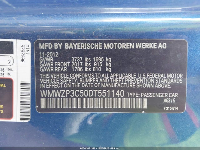 2013 MINI CONVERTIBLE WMWZP3C50DT551140 Photo 8