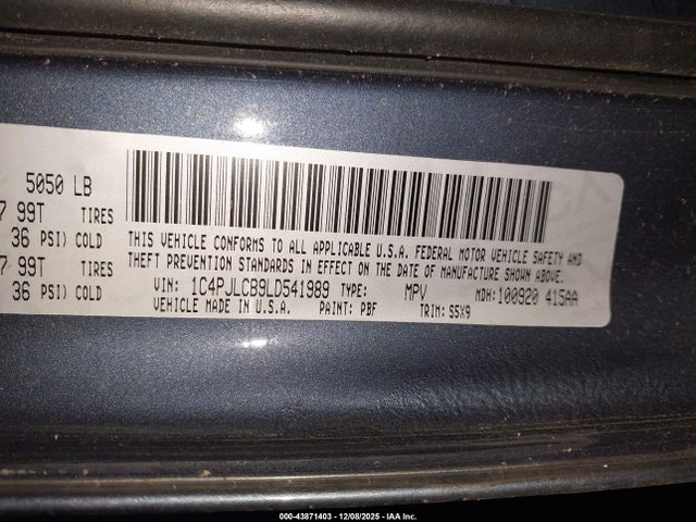 1C4PJLCB9LD541989 Jeep Cherokee Latitude Fwd