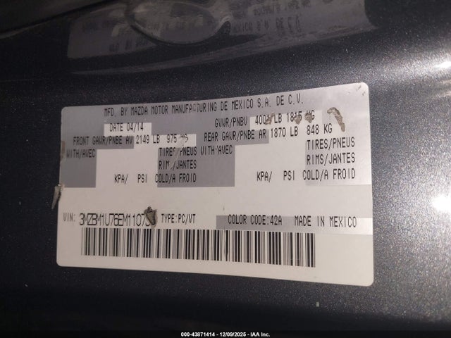 3MZBM1U76EM110739 Mazda pe