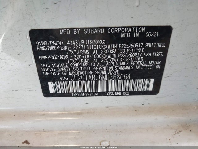Subaru Crosstrek 2021 JF2GTABC6MH368064 Image 9