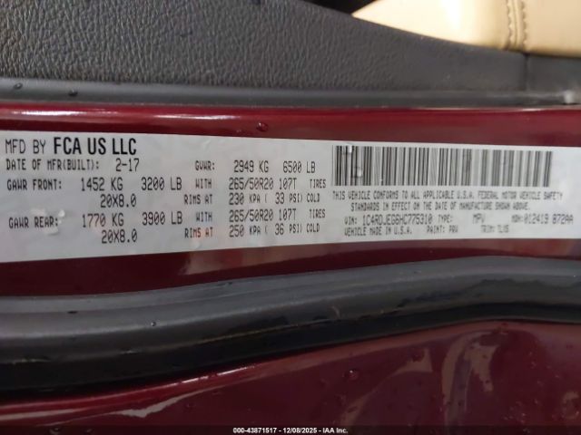 2017 DODGE DURANGO 1C4RDJEG6HC775310 Photo 8