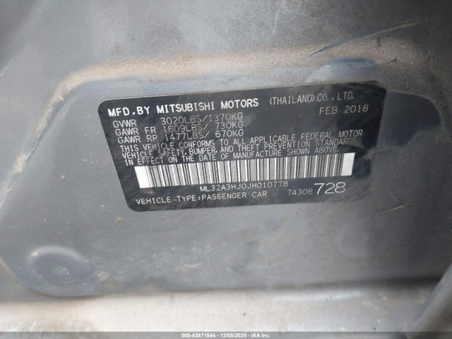 2018 MITSUBISHI MIRAGE ML32A3HJ0JH010778 Photo 8