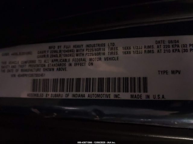 2005 SUBARU OUTBACK 4S4BP61C057332451 Photo 8