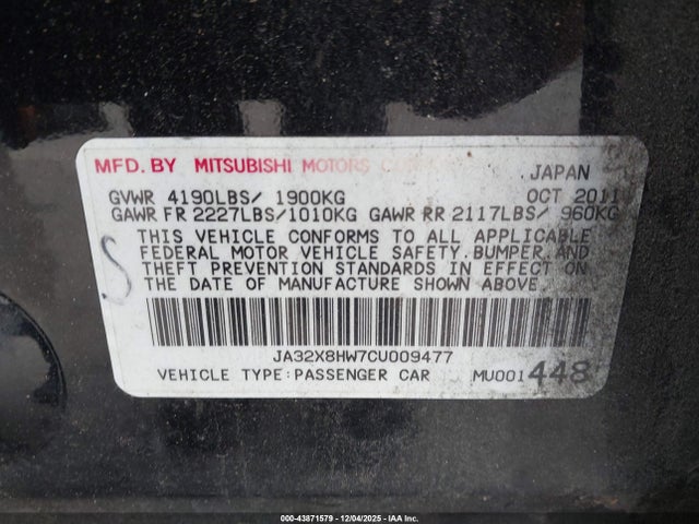2012 MITSUBISHI LANCER SPORTBACK JA32X8HW7CU009477 Photo 8