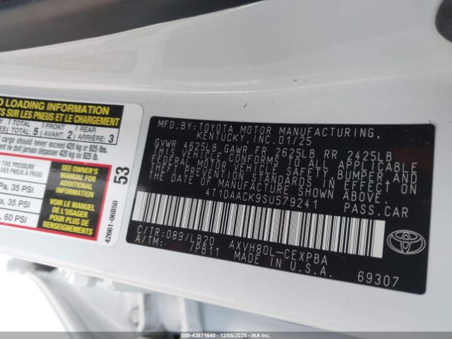 2025 TOYOTA CAMRY 4T1DAACK9SU579241 Photo 8