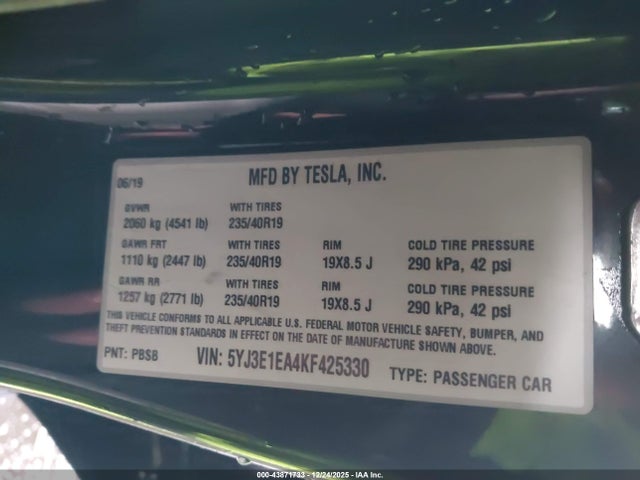 2019 TESLA MODEL 3 5YJ3E1EA4KF425330 Photo 8