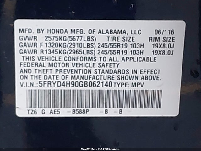 2016 ACURA MDX 5FRYD4H90GB062140 Photo 8