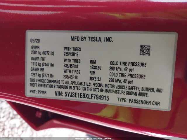 2020 TESLA MODEL 3 5YJ3E1EBXLF794915 Photo 8