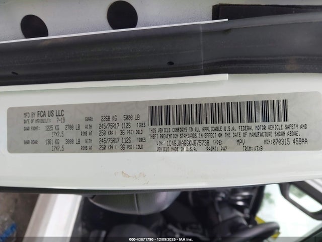 2019 JEEP WRANGLER 1C4GJXAG6KW675738 Photo 8