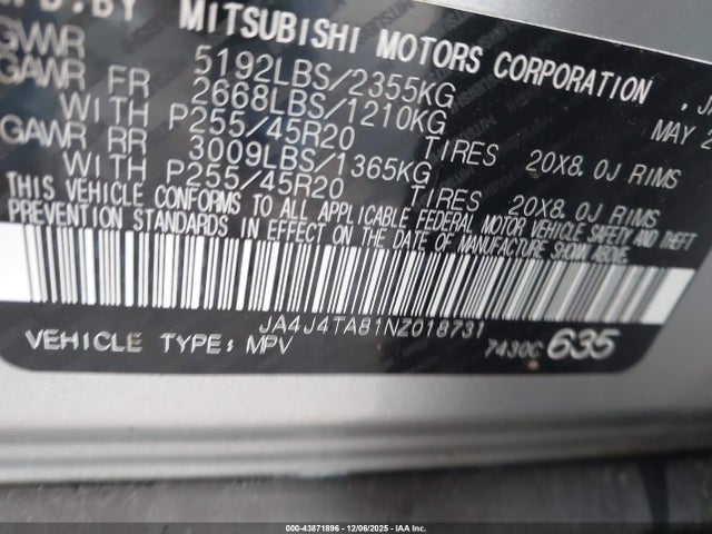 2022 MITSUBISHI OUTLANDER JA4J4TA81NZ018731 Photo 8