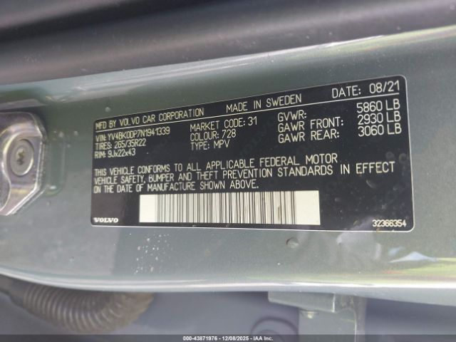 2022 VOLVO XC60 RECHARGE PLUG-IN HYBRID YV4BK0DP7N1941339 Photo 8