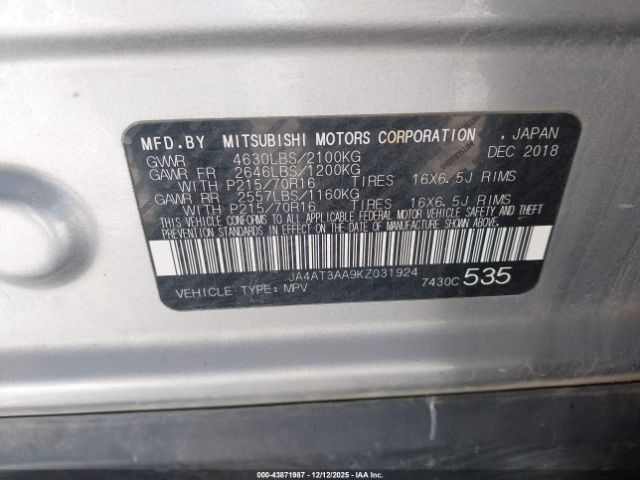 2019 MITSUBISHI ECLIPSE CROSS JA4AT3AA9KZ031924 Photo 8