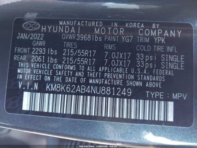 2022 HYUNDAI KONA KM8K62AB4NU881249 Photo 8