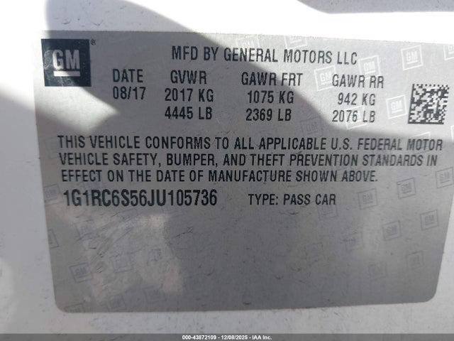 1G1RC6S56JU105736 Chevrolet VOLT LT