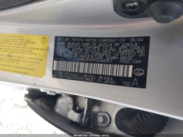 2005 LEXUS ES 330 JTHBA30G955068357 Photo 8